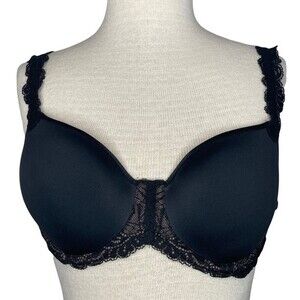Wacoal "Vivid Encounter" T-Shirt Bra sz 34C * Black Mocha Lace Band Smooth Cup